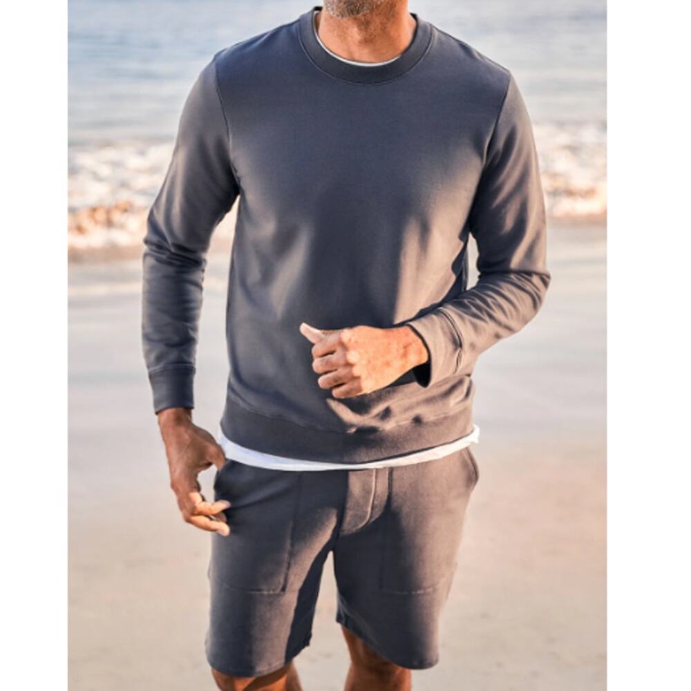 Barefoot Dreams Malibu Collection Men's Indigo Longsleeve Raglan T-shirt Size M